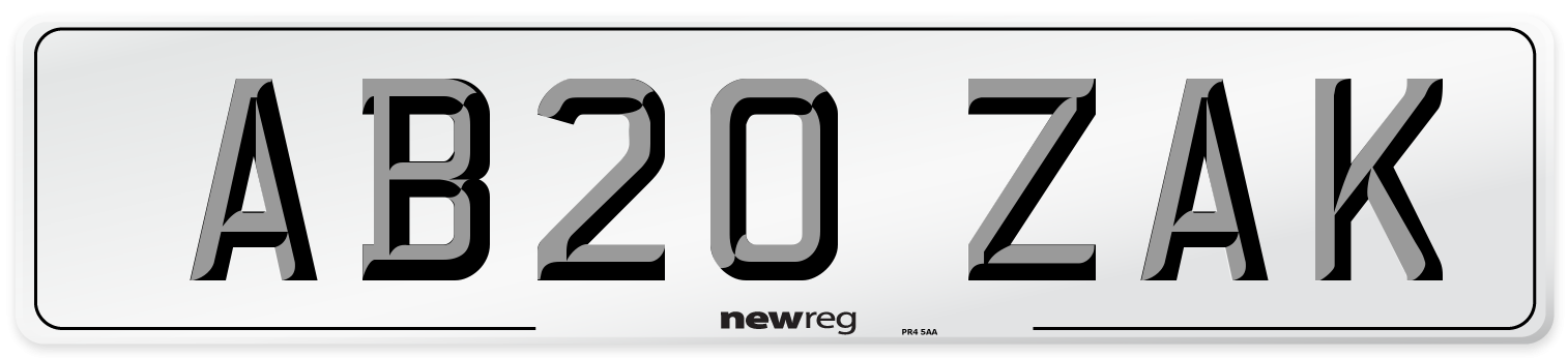 AB20 ZAK Number Plate from New Reg